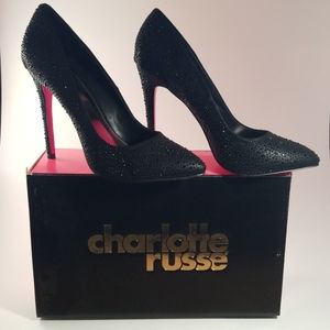 Black bedazzled heels